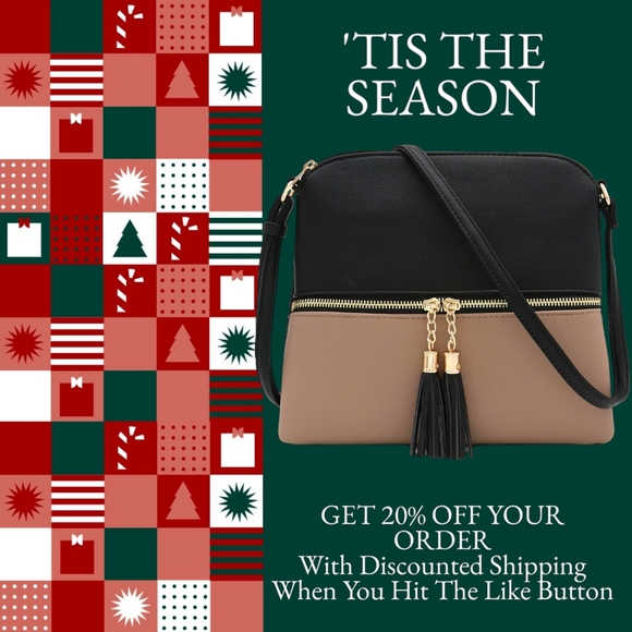 HOLIDAY SALE!! Women's Lightweight Black and Tan Crossbody Bag with Tassels - Picture 3 of 10